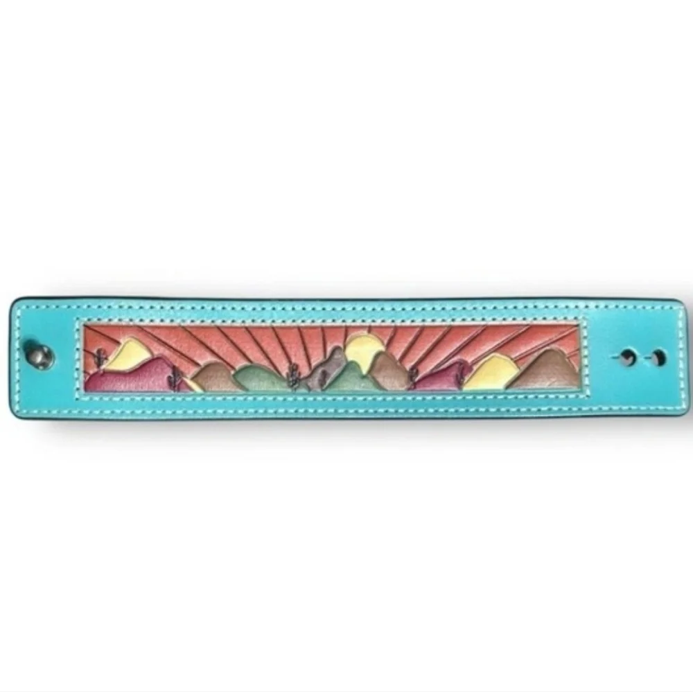 NWT Genuine Tooled Leather Cuff Bracelet - Picture 3 of 4